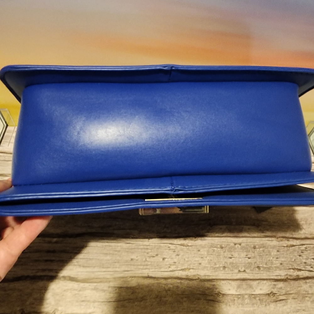 Badgley Mischka Royal Blue Quilted Shoulder Bag - Picture 3 of 5